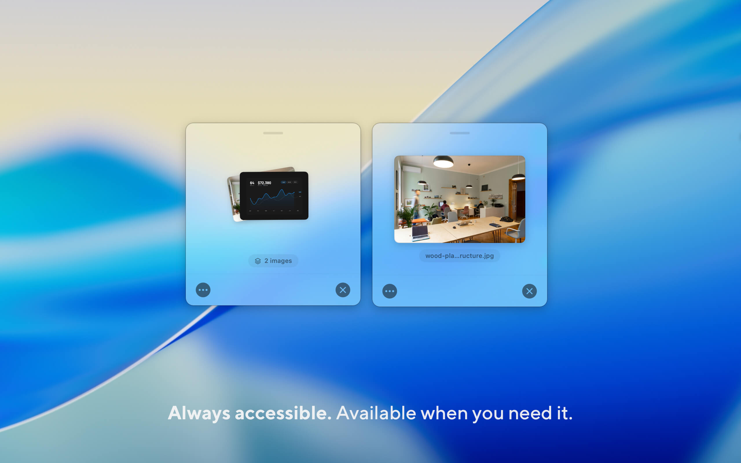Dragin shelf holding files, screenshots, URLs, and SVG from any macOS app