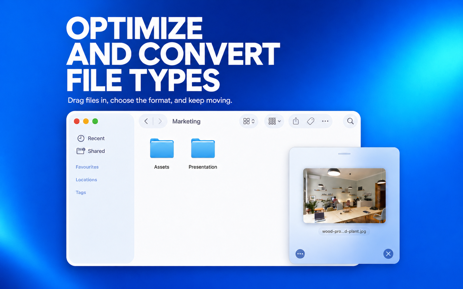 Dragin batch converting and optimizing images on macOS